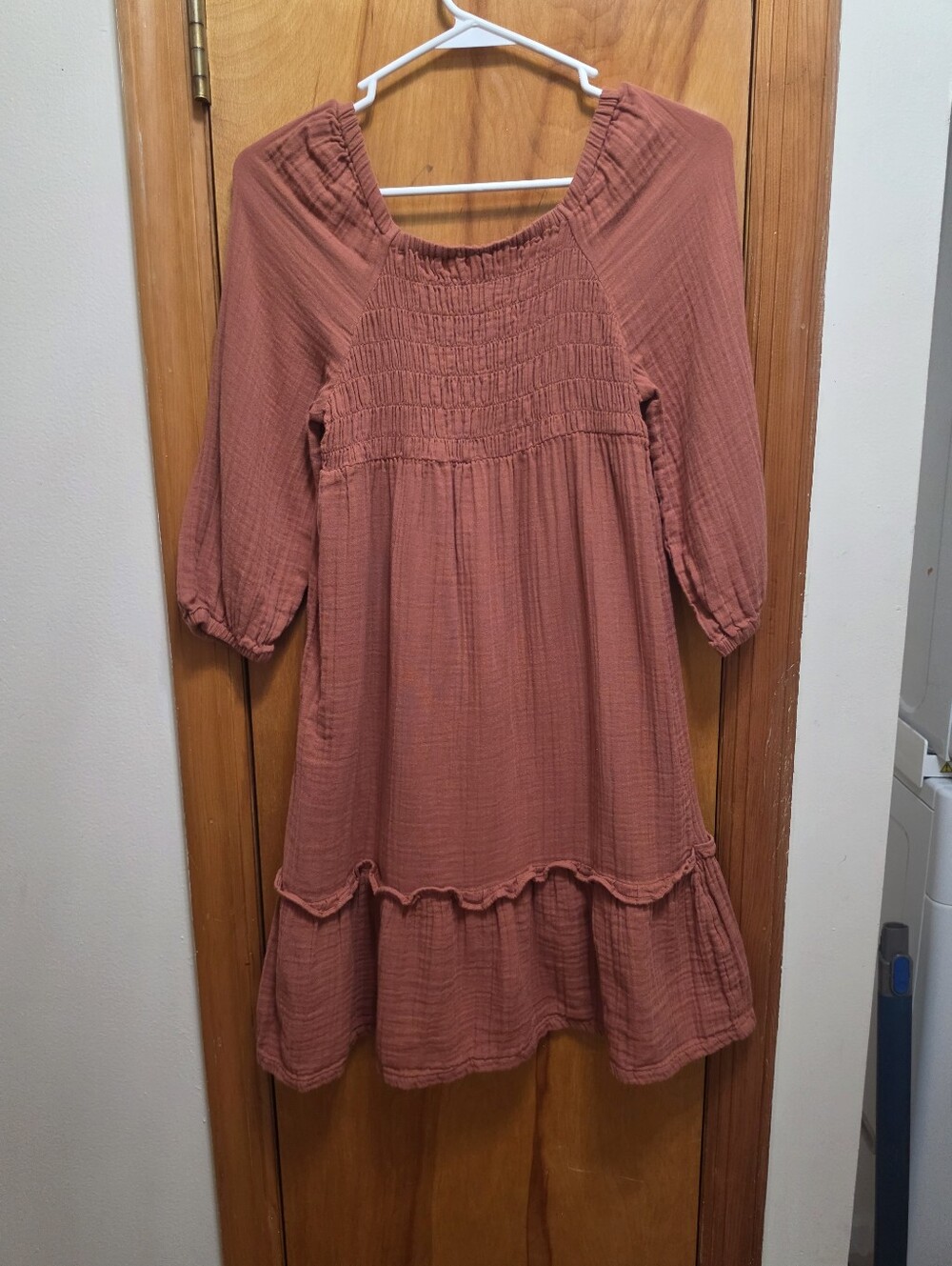 Old Navy Girls Rust Pink Smocked Tiered Dress Size XL 14 -16